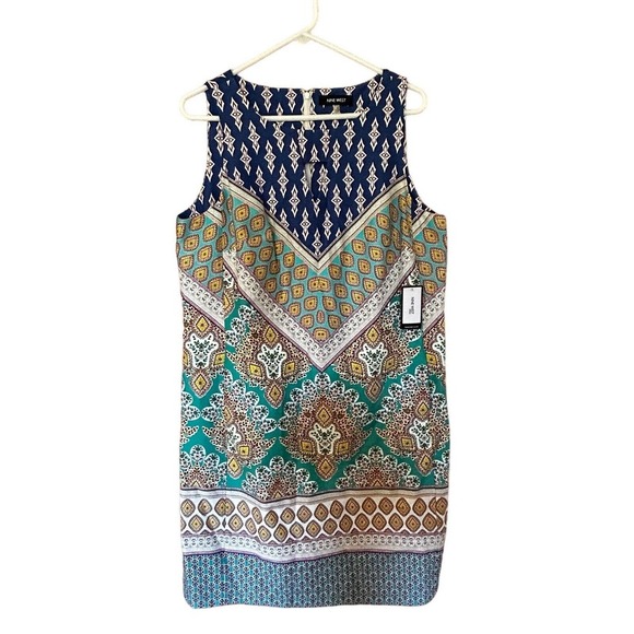Nine West Dresses & Skirts - NWT NINE WEST Women’s Lined Sleeveless Geometric Colorful Sheath Dress Sz. 14